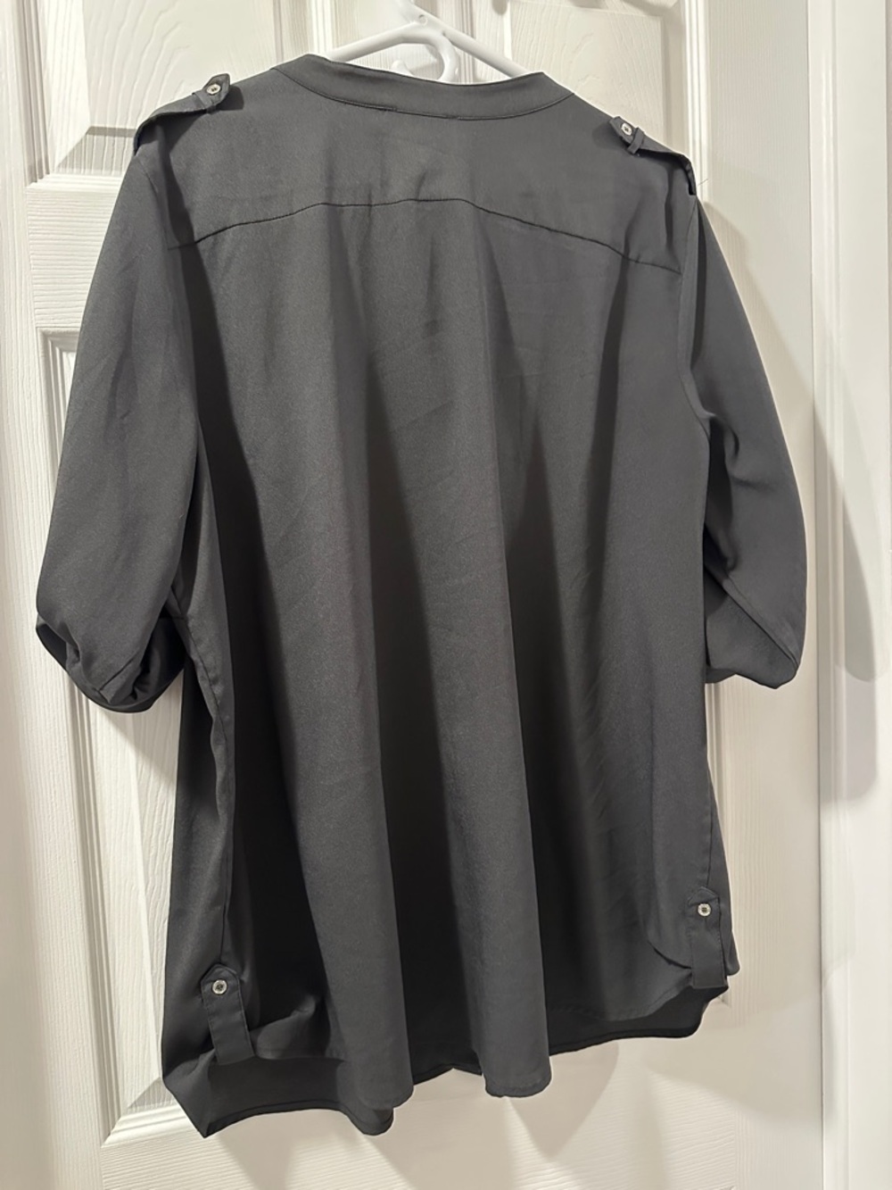 CALVIN KLEIN Quiet Classic Luxury Dark Gray Button-Front Utility Blouse Sz 1X - Picture 14 of 17